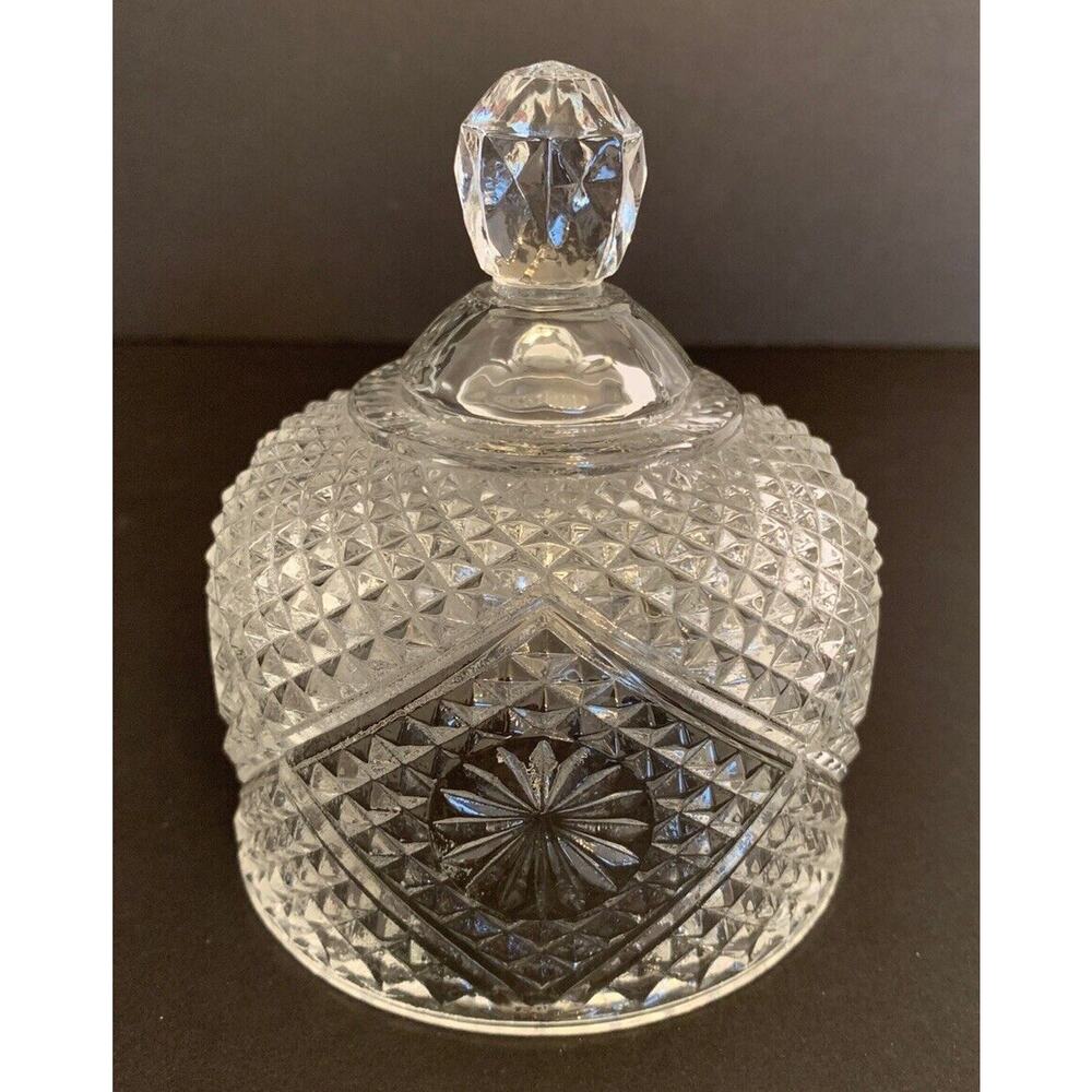 Vintage Heavy Pressed Glass Butter Cover Lid Dome 3 3/4"d x 4 3/4"h